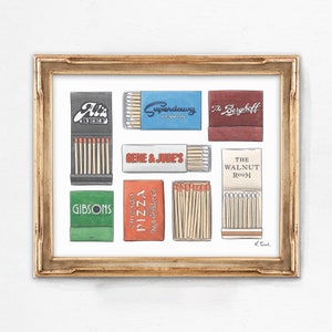 Chicago Matchbook *UNFRAMED* Art Print | 8x10&quot; Illinois | Food | Traveler Gift | Home Decor | Gift Ideas | House Warming