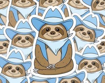 Sloth Vinyl Sticker | Fun Sticker | Laptop Stickers | Water Bottle Stickers | Aesthetic Stickers | Best Friend Gift | Funny Cowboy Sticker