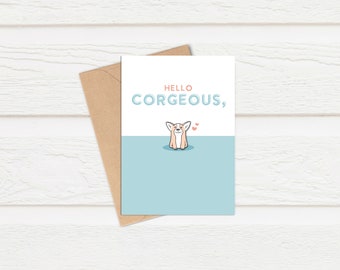 Hello Corgeous Enamel Pin Card | Hard Enamel Pin | Corgi | Dog Lover | Valentine | Anniversary | Just Because | Gift Idea | Cute | For Her