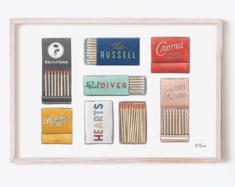 Custom Matchbook *UNFRAMED* 13x19" Art Print | Hometown | Traveler Gift | Home Decor | Gift Ideas | House Warming | Personalized Gift