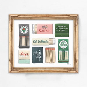 Impressão artística New Orleans Matchbook *SEM MOLDURA* | Louisiana 8x10" | Comida | Presente para viajantes | Decoração para casa | Ideias para presentes | Inauguração de casa