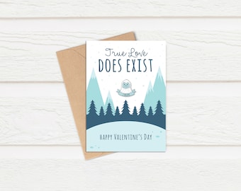 True Love Does Exist Card | Soft Enamel Pin | Valentine | Anniversary | Bigfoot | Yeti | Sasquatch | Gift | Cute | For Him | For Her