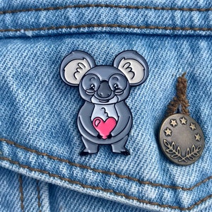 Koala in Glasses Enamel Pin | Cute Koala Enamel Pin | Koala Heart Enamel Pin
