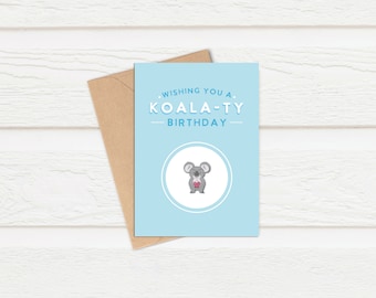 Koala-ty Birthday Enamel Pin Card | Funny | Soft Enamel | Koala | For Him | For Her | For Kids | Badges | Pin collectors gifts | Animal Pun
