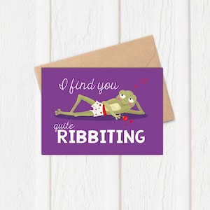 Carte drôle de grenouille | Jeu de mots | Anniversaire | Saint Valentin | Amoureux des grenouilles | Célébration | Pour lui | Pour elle | Mignon | Je te trouve Ribbiting | Ribbit