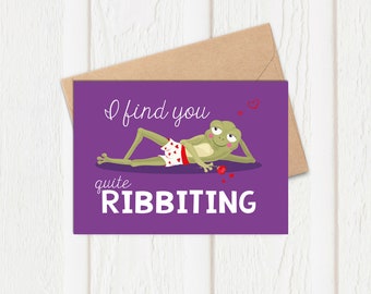 Funny Frog Card | Pun | Anniversary | Valentine's | Frog Lover | Celebration | For Him | For Her | Cute | I Find You Ribbiting | Ribbit