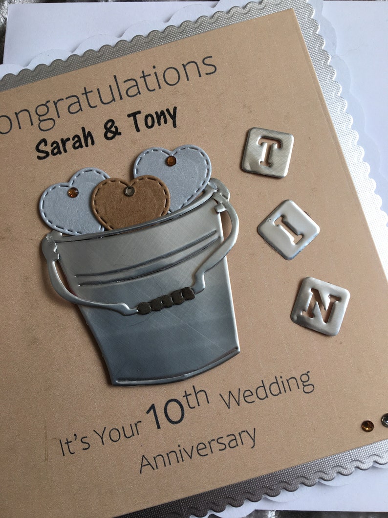 WA010 Hand made Personalised 10th Wedding Anniversary Tin. Etsy