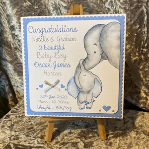 BB005 Hand Made, Personalised Baby Boy Card. Birth. New baby.