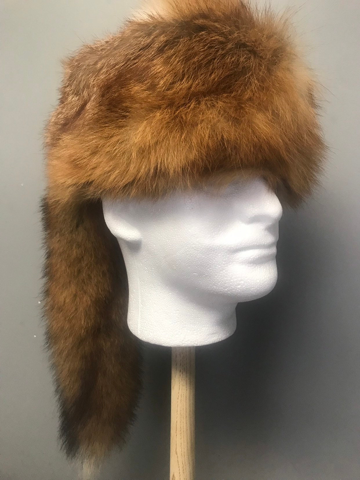 Handmade Davy Crockett Fox Hat Fox Fur Hat Authentic Fox Fur Hat