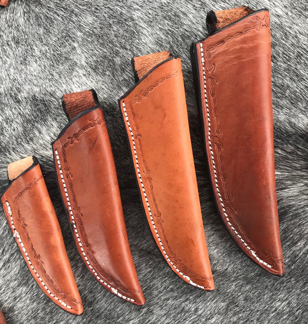 Hand Made Saddle Leather Knife Sheath, Vertical Knife Sheath, Leather