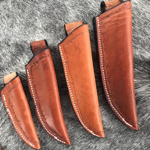 Hand made saddle leather knife sheath, vertical knife sheath, leather knife sheath