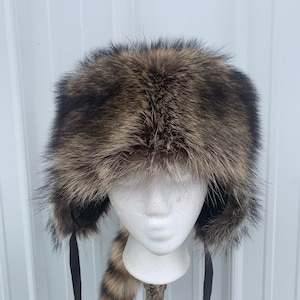 Raccoon Trappers Hat, Nebraska Raccoon Hat, Plush Raccoon Hat, Fur Hat ...