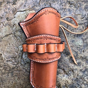 Handmade leather holster, holster with ammo loops, revolver holster, .357/.44/.45 revolver holster