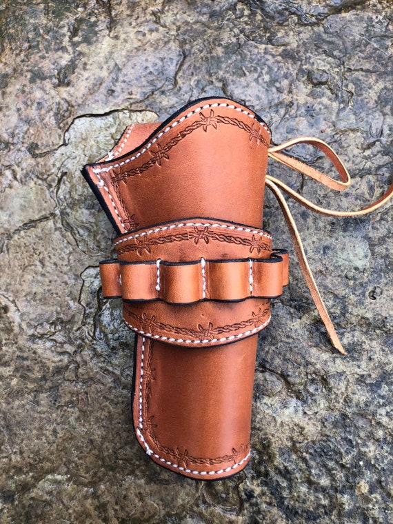 Handmade Leather Holster, Holster With Ammo Loops, Revolver Holster,  .357/.44/.45 Revolver Holster 