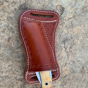 Leather Pocket knife sheath, pancake leather knife sheath, pancake knife sheath, pocket knife scabbard, pocket knife sheath