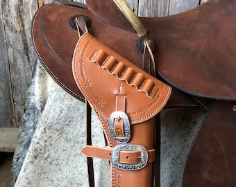 Handmade leather saddle revolver holster