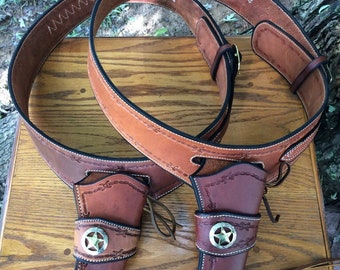 Handmade Cowboy gunbelt, bullet loop, ammo belt, for .22, .38, .357, .44, and .45, western style gunbelt with holster, Revolver,