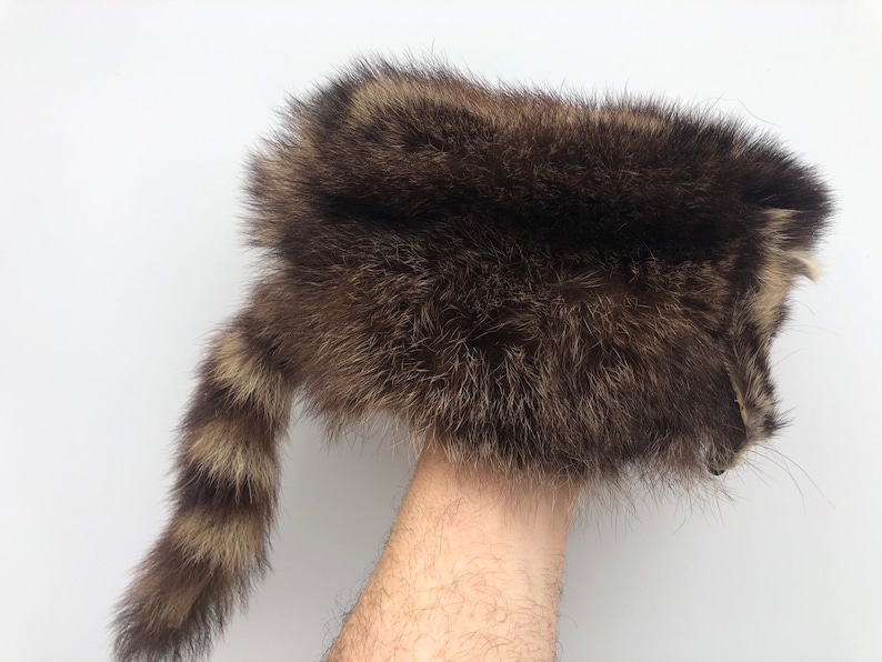 Davy Crockett Raccoon Hat, Fur Hat, Authentic Fur, Leather Lined, image 4