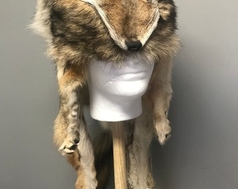 Trappers Hat, Mountain Man Hat, Coyote Hat, Prime Fur Hat, Full Coyote Hat, Fur Hat,