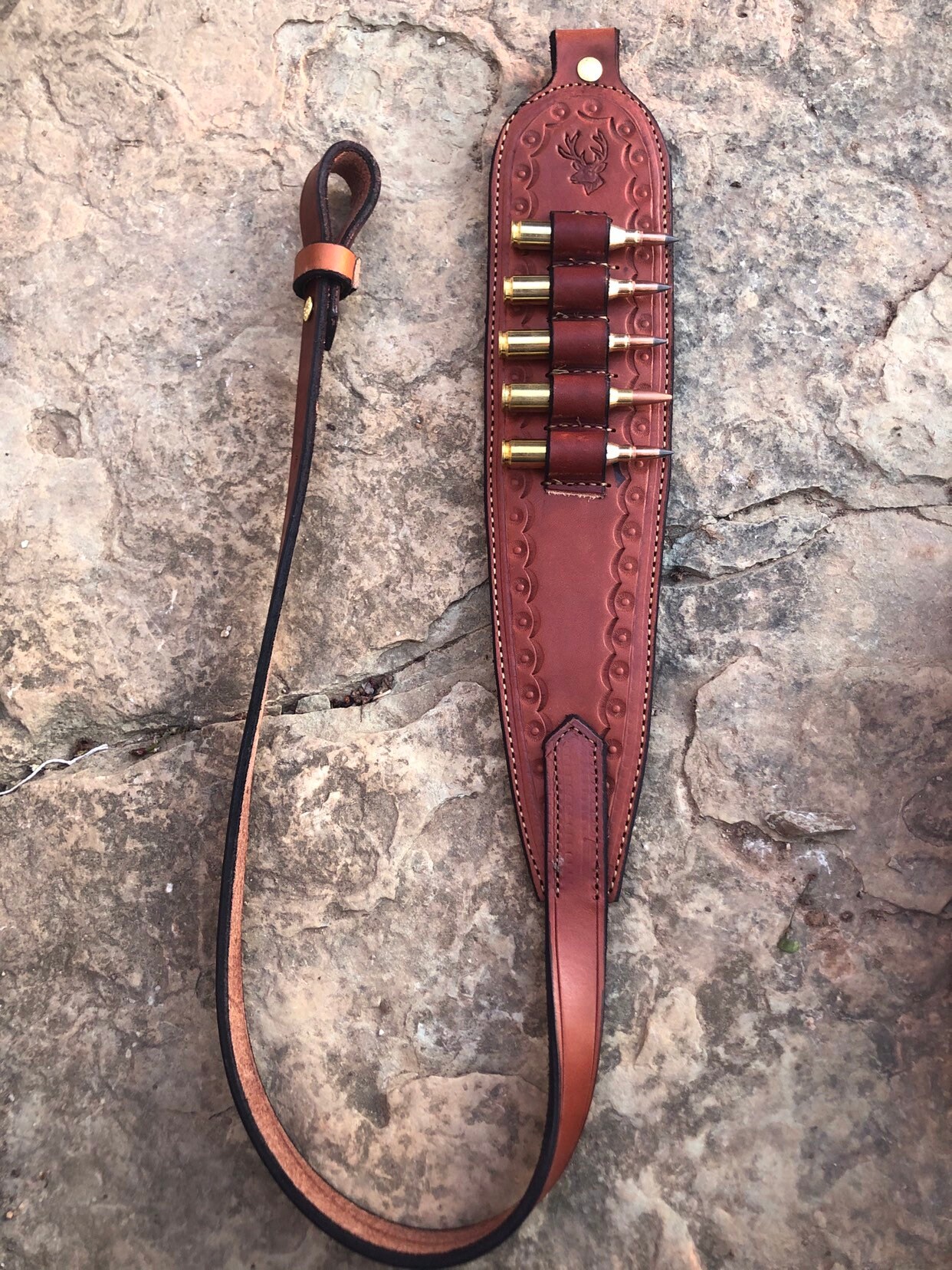 Genuine Cowhide Leather Gun Sling with bullet loops Gift for | Etsy