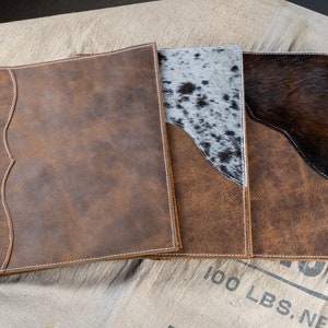 Handmade Distressed Leather Legal Pad Holder, Brazilian Cowhide Accents