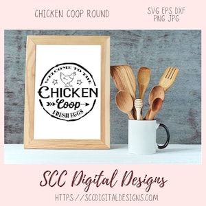 Chicken Coop SVG, Farm Fresh Eggs Farmhouse Decor for Mom, Chicken Lover Wall Art Gift for Girlfriend, Rustic Kitchen Sign for Animal Lover