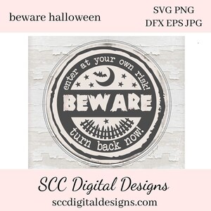 Pas op Halloween SVG-bestand - Voer in op eigen risico, keer nu terug - Unisex T-shirt, hoodie - Spooky Holiday Bar Sign