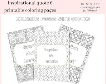 Adult Coloring Pages, Mandala Printable Wall Art,  Print at Home, Inspirational Quotes, DIY Gift for Her, Instant Download, Personal Use
