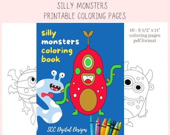 Coloring Book for Kids Silly Monster's-1 Printable Fun and Educational Activity for Boys and Girls, Preschool Tracing, Homeschool Activities