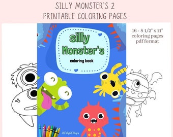 Coloring Book for Kids Silly Monster's-2 Printable Fun and Educational Activity for Boys and Girls, Preschool Tracing, Homeschool Activities