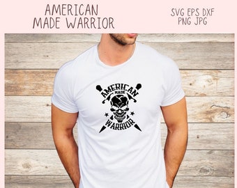 American Made Warrior SVG, Skull and Crossbones T-Shirt for Dad for Father's Day, Proud American Mug for Veteran, Land of the Free Sign Mom