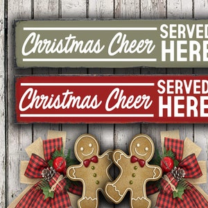 Christmas Cheer Served Here SVG File - Holiday Sign Decor - Xmas Coffee Mug PNG - Farmhouse Dinnerware SVG - Christmas Ornament Design