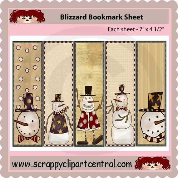 Blizzard Snowman Printable Bookmarks Printable Snowman Etsy