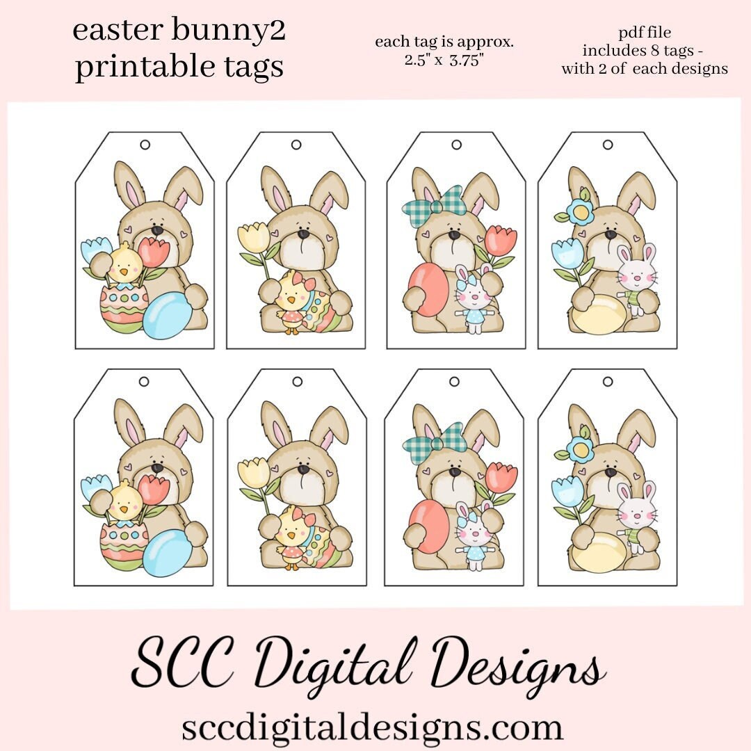 DIY Easter Cards Print at Home Gift Tag Easter Gift Tags for Etsy