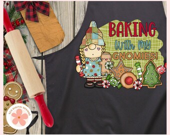 Christmas Gnome PNG, Baking Holiday Cookies Sublimation Clipart, Christmas Clip Art, Christmas SCrapbooking, T-Shirt Designs, Paper Crafting