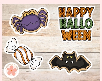Halloween Fun Digital Stickers, Bat, Halloween Quotes Printable Pre-Cropped PNG Stickers for Planners, Scrapbooking, Junk Journals, Kids