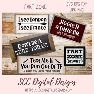 Zona de pedos (Cuidado) Paquete SVG, Humor divertido para el baño, Envíame un mensaje si te quedas sin papel higiénico, Muévelo un poco (La manija del inodoro) Decoración para el baño
