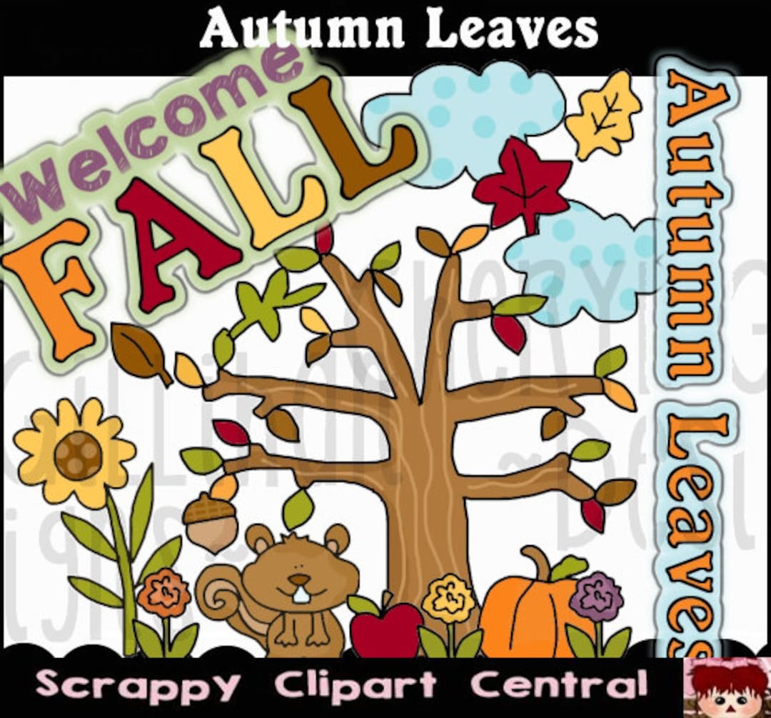 Autumn Leaves Clipart Welcome Fall Word Art Fall Foliage - Etsy