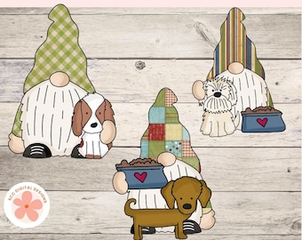 Gnome Clipart for Stickers, Dog Lover PNG File for Kids Shirts Dog Mom Sublimation Designs for Coffee Cups, Scrapbooking Elements