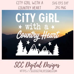 Chica de ciudad con corazón de campo SVG, letrero de granja para mamá, calcomanía de vinilo para amantes del campo, arte de pared para amantes de la vida rural