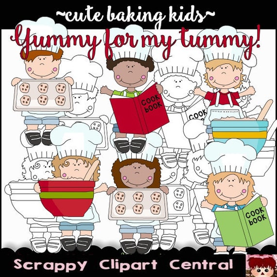Cute Baking Kids Digital Clipart