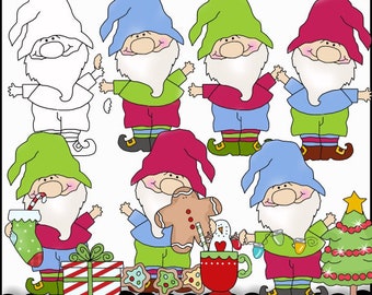 Christmas Kringle Gnome Digital Graphics - Gingerbread Clipart - Christmas Kringle Gnome Digi Stamp - Digital Stamps - Digital Clipart