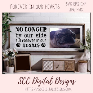 Pour toujours dans nos coeurs SVG, plus à nos côtés mais pour toujours dans nos coeurs signe, cadre photo commémoratif cadeau pour amoureux des animaux, hommage à un être cher