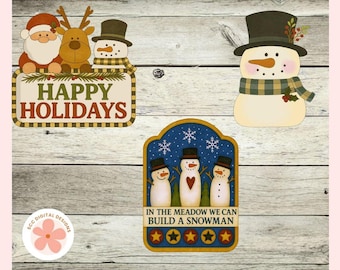 Christmas Signs PNG, Farmhouse Christmas Sign Bundle, Santa, Snowman, Reindeer, Merry Christmas, Peace on Earth, Happy Holidays, Porch Sign