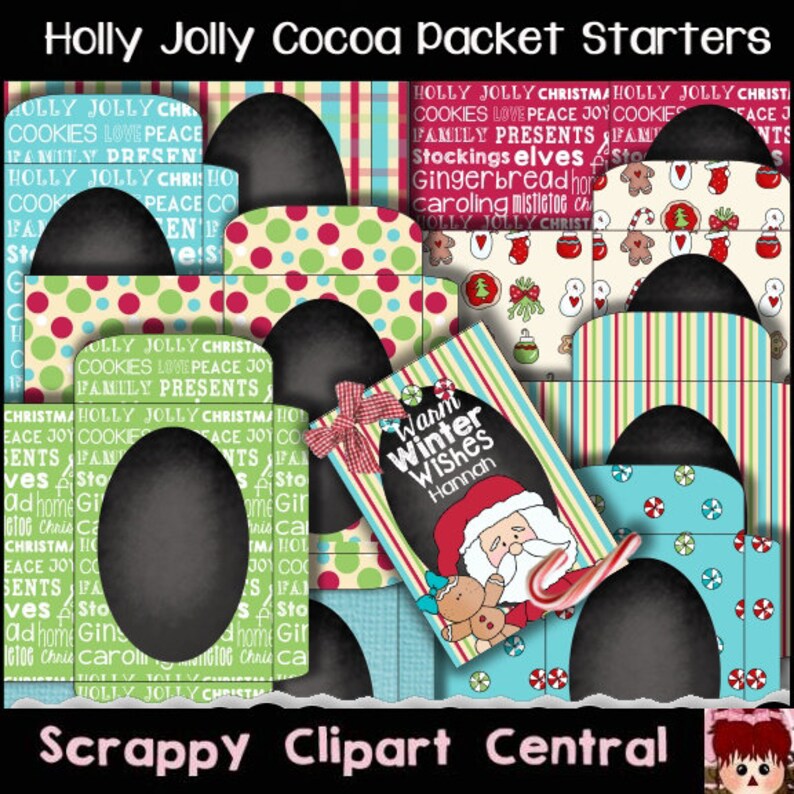 Jolly Christmas Printable Cocoa Packet Starter Kit Merry Christmas Printable Cocoa Packet Printable Cocoa Packet Customizable Cocoa Pk image 1