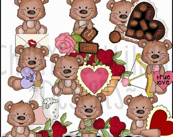 Cute Little Valentine Bear Clipart Graphics - Valentine Bear PNG - Chocolate Bear - Valentine Graphics - Chocolate Heart Bear - Bear Clipart