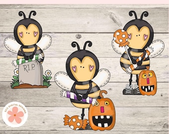 Halloween Clipart, Bumble Bees, Ghosts, Halloween Candy, Spooky Pumpkin Halloween T-Shirt Design, Scrapbook Elements, Junk Journal Stickers