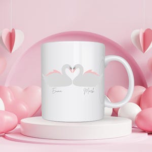 Personalised Valentines Mug | Valentines Day Gift | Gift for Boyfriend | Gift for Girlfriend | Swan Mug | Bird Mug | Love Birds | Fiancée