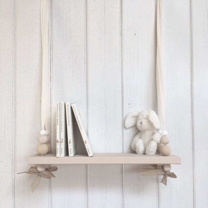 Luxury Wooden Swing Shelf Nordic Style Shelf Hanging Bead Etsy UK