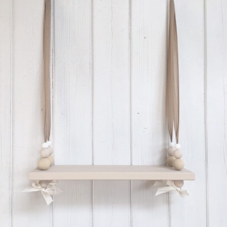Luxury Wooden Swing Shelf Nordic Style Shelf Hanging Bead Etsy UK